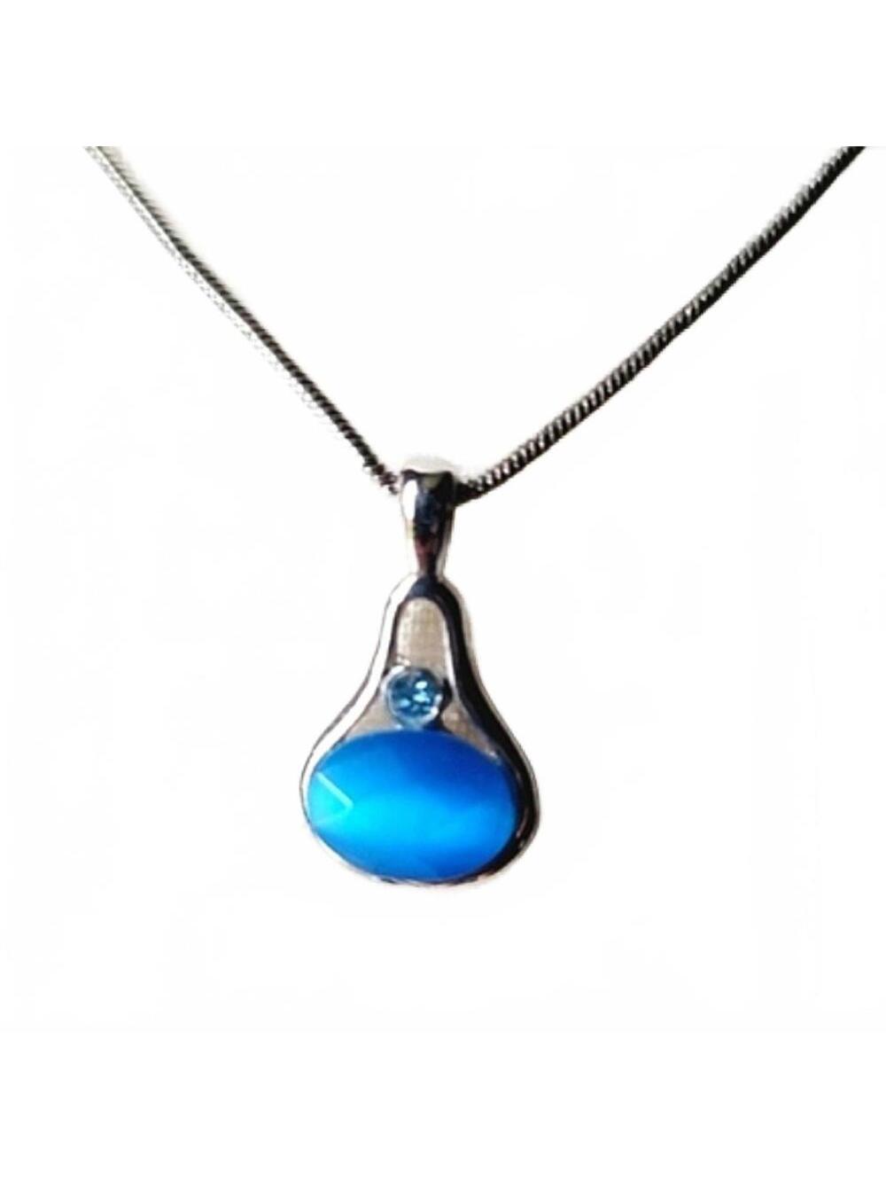 Lia Sophia Blue Faceted Cat's Eye Moonstone Necklace